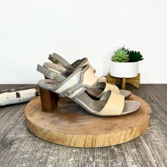 *Anyi Lu | Nude Patent Strappy Heeled Sandals Size 37.5 - Picture 1 of 15